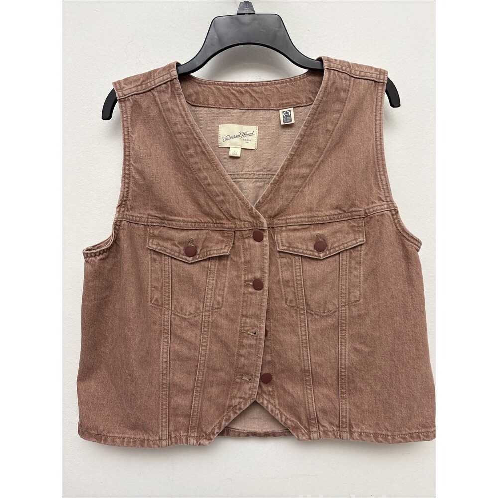 Universal Thread Y2K 80s Inspired Denim Vest Acid Light Wash pink Women’s Large